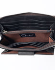 OHLAY WALLET Hand Tooled Genuine Leather women bag western handbag purse