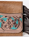OHLAY WALLET Hand Tooled Hair-on Genuine Leather women bag western handbag purse