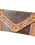 OHLAY WALLET Hand Tooled Hair-on Genuine Leather women bag western handbag purse