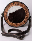 OHLAY KBG148 Canteen Hand Tooled Hair-On Genuine Leather women bag western handbag purse