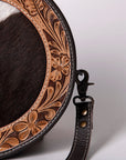 OHLAY KBG148 Canteen Hand Tooled Hair-On Genuine Leather women bag western handbag purse