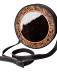 OHLAY KBG148 Canteen Hand Tooled Hair-On Genuine Leather women bag western handbag purse