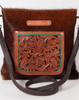 Ohlay Bags KBK109 Cross Body I Hand Tooled Hair-On Genuine Leather Women Bag Western Handbag Purse