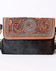Ohlay Bags KBK113 Clutch Hand Tooled Hair-On Genuine Leather Women Bag Western Handbag Purse