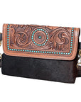 Ohlay Bags KBK113 Clutch Hand Tooled Hair-On Genuine Leather Women Bag Western Handbag Purse