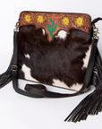 Ohlay Bags KBA101 Cross Body I Hand Tooled Hair-On Genuine Leather Women Bag Western Handbag Purse