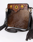 KBA102 Ohlay Western Genuine Hair-On Leather Hand Tooled Women Crossbody Bags