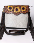 OHLAY MESSENGER Hand Tooled Hair-on Genuine Leather women bag western handbag purse