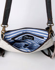 OHLAY MESSENGER Hand Tooled Hair-on Genuine Leather women bag western handbag purse