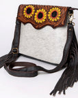 OHLAY MESSENGER Hand Tooled Hair-on Genuine Leather women bag western handbag purse