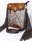 OHLAY MESSENGER Hand Tooled Hair-on Genuine Leather women bag western handbag purse
