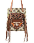 OHLAY KB367 TOTE Hand Tooled Upcycled Wool Upcycled Canvas Genuine Leather women bag western handbag purse
