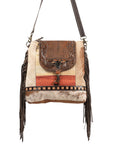 OHLAY MESSENGER Hand Tooled Upcycled Wool Upcycled Canvas Hair-on Genuine Leather women bag western handbag purse