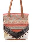 OHLAY KB376 TOTE Hand Tooled Upcycled Wool Upcycled Canvas Hair-on Genuine Leather women bag western handbag purse