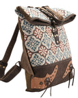 OHLAY KB377 Backpack Upcycled Canvas Genuine Leather women bag western handbag purse