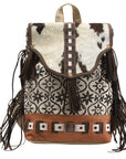 OHLAY KB378 Backpack Upcycled Canvas Hair-On Genuine Leather women bag western handbag purse