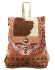 OHLAY KB384 Backpack Upcycled Canvas Hair-On Genuine Leather women bag western handbag purse