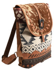 OHLAY KB385 Backpack Upcycled Canvas Hair-On Genuine Leather women bag western handbag purse