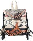 OHLAY KB388 Backpack Upcycled Canvas Hair-On Genuine Leather women bag western handbag purse