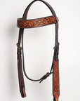 HILASON Western American Leather Horse Headstall & Breast Collar Floral Carved Tack Set Dark Brown