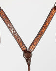 HILASON Western American Leather Horse Headstall & Breast Collar Floral Carved Tack Set Dark Brown