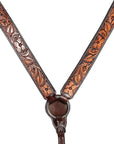 HILASON Western American Leather Horse Headstall & Breast Collar Floral Carved Tack Set Dark Brown