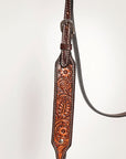 HILASON Western American Leather Horse Headstall & Breast Collar Floral Carved Tack Set Dark Brown