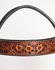 HILASON Western American Leather Horse Headstall & Breast Collar Floral Carved Tack Set Dark Brown