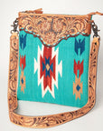 American Darling Hand Tooled Saddle Blanket Genuine Leather Women Bag Western Handbag Purse