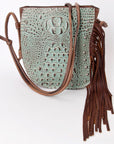 American Darling Crocodile Embossed Genuine Leather Women Bag Western Handbag Purse