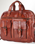 Spaghetti Western Swc405Cg Briefcase Vintage Handmade Drum Dyed Genuine European Cowhide Leather Women Bag Western Handbag Purse
