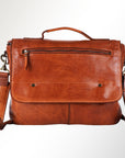 Spaghetti Western Swc408Tan Briefcase Vintage Handmade Drum Dyed Genuine European Cowhide Leather Women Bag Western Handbag Purse
