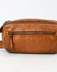 Spaghetti Western Swc411Tan Fanny Pack Vintage Handmade Drum Dyed Genuine European Cowhide Leather Women Bag Western Handbag Purse