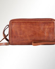 Spaghetti Western Swc440Tan Wallet Vintage Handmade Drum Dyed Genuine European Cowhide Leather Women Bag Western Handbag Purse