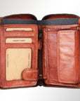 Spaghetti Western Swc441Cg Wallet Vintage Handmade Drum Dyed Genuine European Cowhide Leather Women Bag Western Handbag Purse