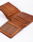 Spaghetti Western Swc442Tan Wallet Vintage Handmade Drum Dyed Genuine European Cowhide Leather Women Bag Western Handbag Purse