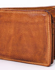 Spaghetti Western Swc442Tan Wallet Vintage Handmade Drum Dyed Genuine European Cowhide Leather Women Bag Western Handbag Purse