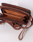 American Darling Hand Tooled Hair On Genuine Leather Women Bag Western Handbag Purse