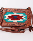American Darling Hand Tooled Hair On Genuine Leather Women Bag Western Handbag Purse