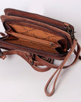 American Darling Hand Tooled Hair On Genuine Leather Women Bag Western Handbag Purse