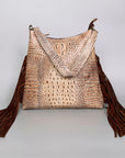 American Darling ADBG992 Hobo Crocodile Embossed Genuine Leather Women Bag Western Handbag Purse