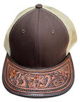 American Darling Men Women Adjustable Cap With Leather On Visor Brown