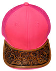 American Darling Men Women Adjustable Cap With Leather On Visor Red