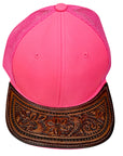 American Darling Men Women Adjustable Cap With Leather On Visor Red