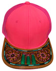 American Darling Men Women Adjustable Cap With Leather On Visor Red