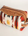 American Darling Toiletry Hand Tooled Saddle Blanket Fabric Genuine Leather Western Women Bag Handbag Purse | for Cute