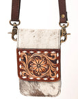 American Darling Hand Tooled Hair On Genuine Leather Women Bag Western Handbag Purse
