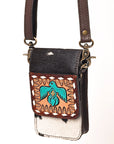 American Darling Hand Tooled Hair On Genuine Leather Women Bag Western Handbag Purse