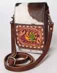 American Darling ADBGF111 Cell Phone Holder Hand Tooled Hair-On Genuine Leather Women Bag Western Handbag Purse