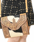 American Darling ADBGZ651 Crossbody Hand Tooled Hair-On Genuine Leather Women Bag Western Handbag Purse